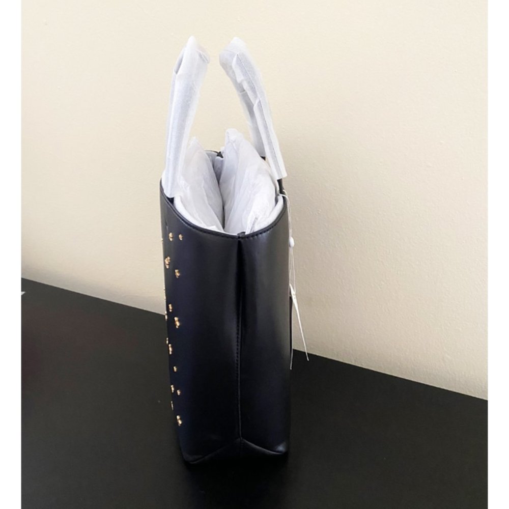 NWT TORY BURCH Women Black, Gold Star Studs, Small Leather Tote Bag - Picture 7 of 7